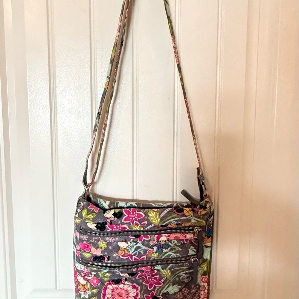 Vera Bradley Floral Crossbody Bag - Gray and Pink